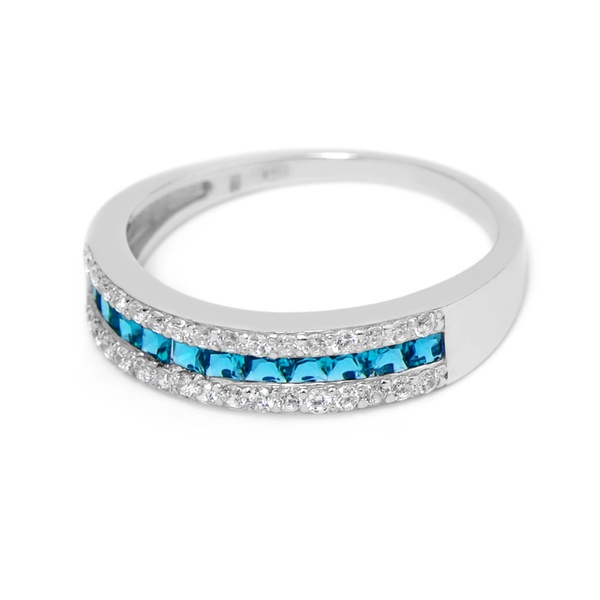 Серебряное кольцо Элит с синими фианитами, 16