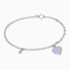 Срібний браслет Любов з фіолетовою емаллю