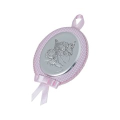 Срібна ікона Ангел Охоронець музична рожева