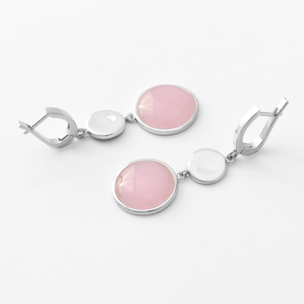 Срібні сережки Адріана з рожевим кварцом