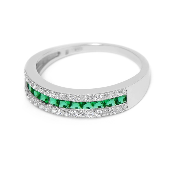 Срібний перстень Еліт з зеленими фіанітами, 18