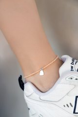 Срібний браслет на ногу Кришталь персиковий, 23 см + 3 см, 23 см + 3 см