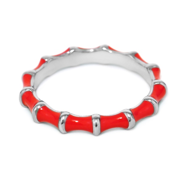 Серебряное кольцо Бамбук с красной эмалью, 16