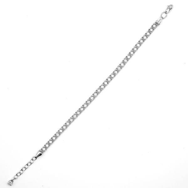 Срібний браслет Камалія з фіанітами, 17 см + 3 см, 17 см + 3 см