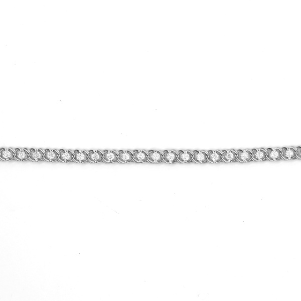 Срібний браслет Камалія з фіанітами, 17 см + 3 см, 17 см + 3 см