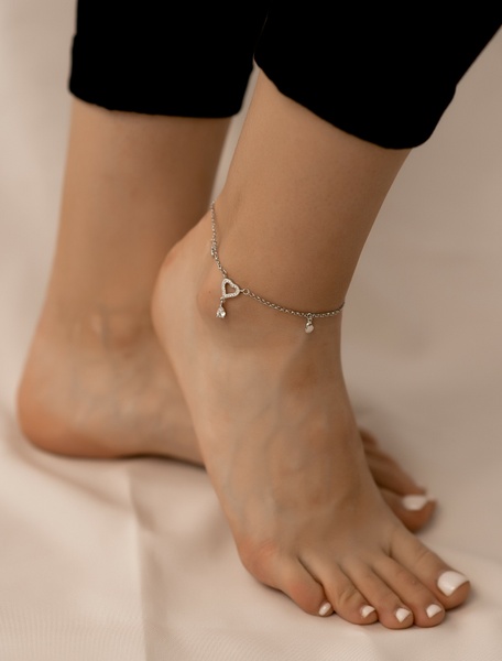 Серебряный браслет на ногу Яркость, 22 см + 5 см, 22 см + 5 см