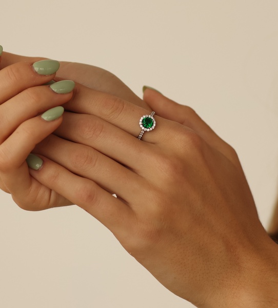 Срібний перстень Дора зелений, 16