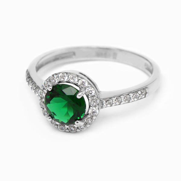 Серебряное кольцо Дора зеленый, 17