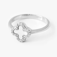 Серебряное кольцо в стиле Арпельс с перламутром та фианитами