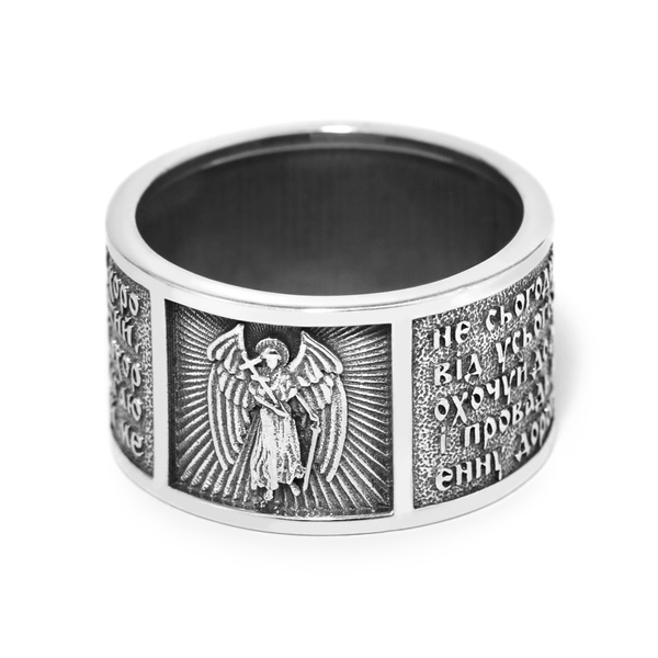 Серебряное кольцо Ангел Хранитель с молитвой, 19
