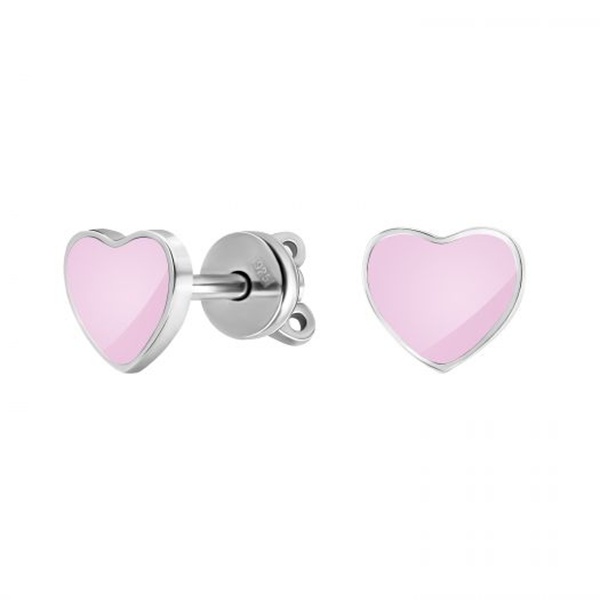 Серебряные серьги-гвоздики Одри розовые с эмалью