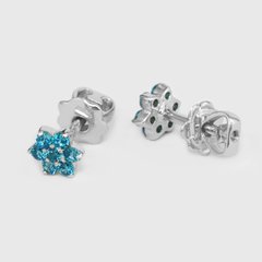 Срібні сережки Квітка з синіми фіанітами