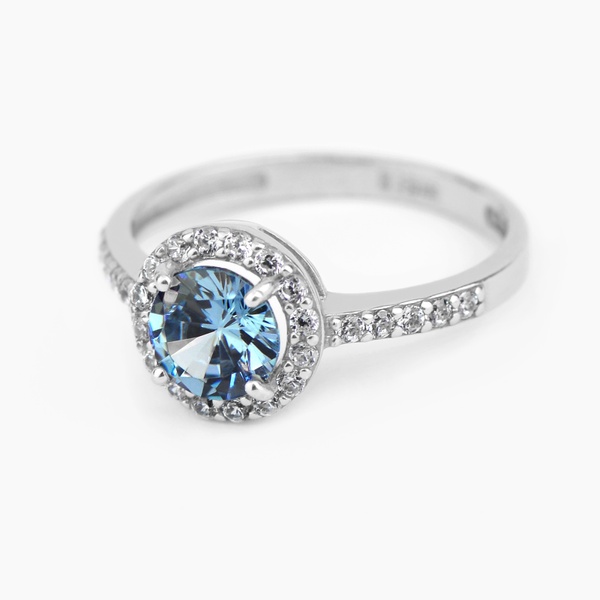 Серебряное кольцо Дора голубого цвета, 16