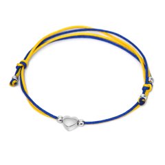 Серебряный браслет Любовь Украины на сине-желтой нити, 11 - 22 см, 11 - 22 см