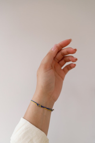 Срібний браслет Любов України на синьо-жовтій нитці, 11 - 22 см, 11 - 22 см